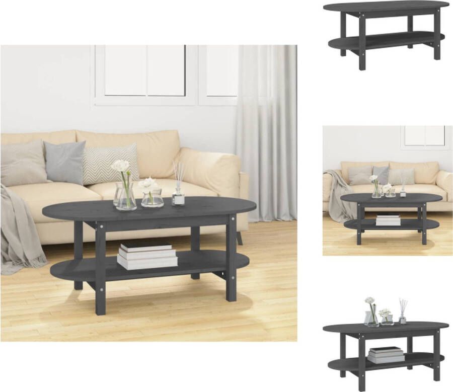 VidaXL Salontafel Salontafels Tafel Bijzettafel Salontafel 110x55x45 cm massief grenenhout grijs - Foto 2