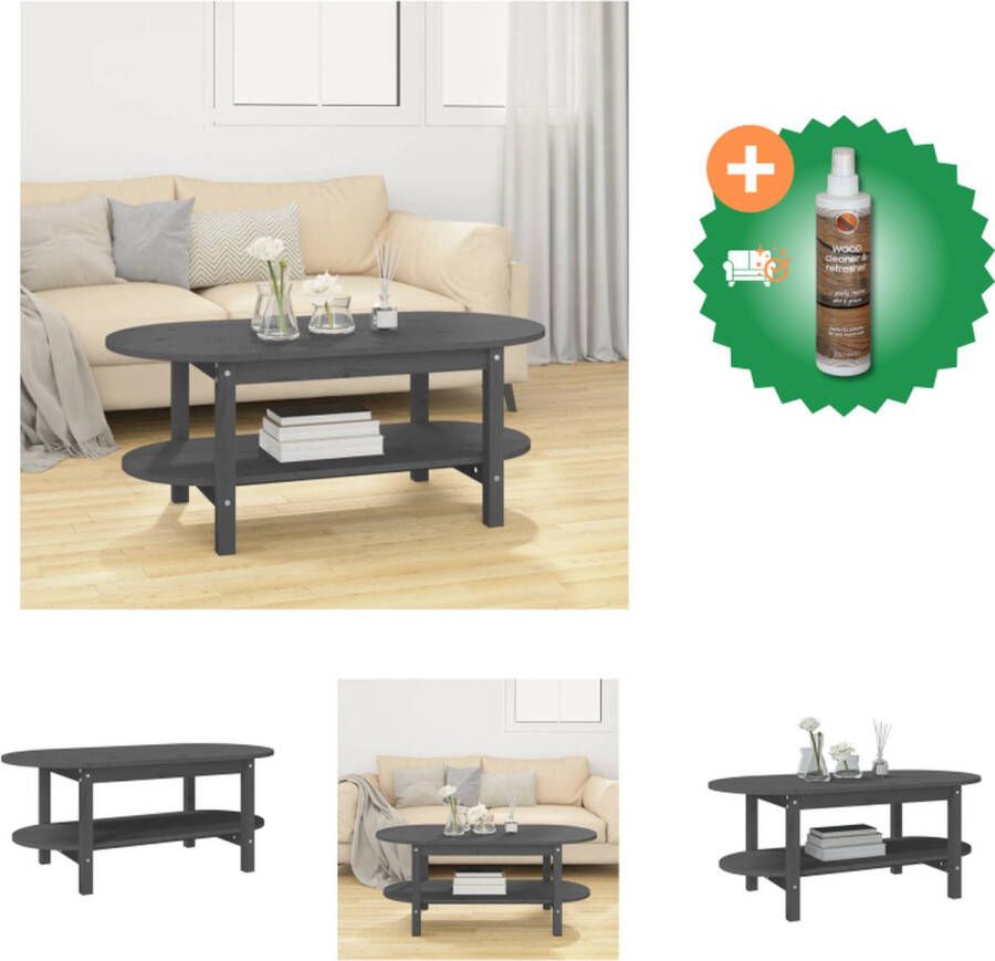VidaXL Salontafel Klassiek Grenenhout 110 x 55 x 45 cm Grijs Tafel Inclusief Houtreiniger en verfrisser