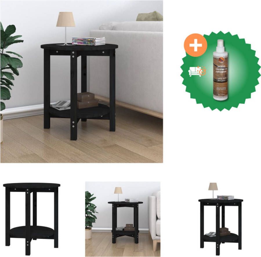 VidaXL Salontafel Klassiek Grenenhout Ø 55 x 60 cm Zwart Tafel Inclusief Houtreiniger en verfrisser