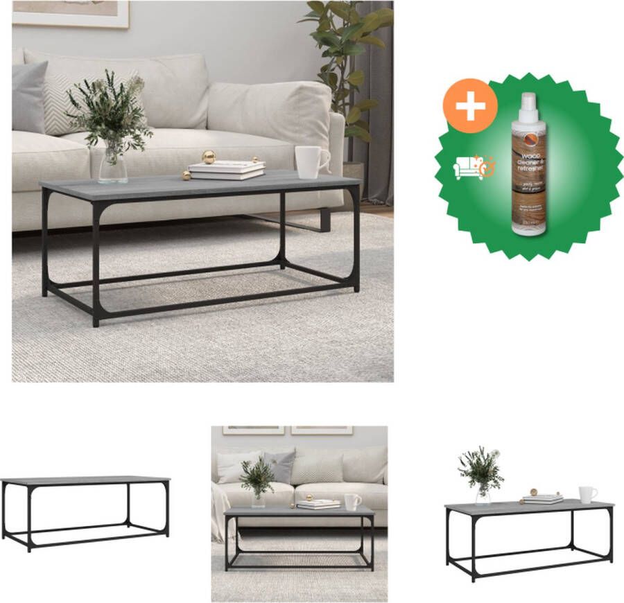 VidaXL Salontafel 102x50x40 cm bewerkt hout en ijzer grijs sonoma Tafel Inclusief Houtreiniger en verfrisser