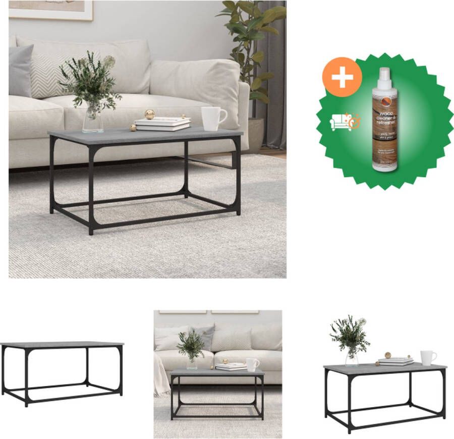 VidaXL Salontafel 80x50x40 cm bewerkt hout en ijzer grijs sonoma eiken Tafel Inclusief Houtreiniger en verfrisser