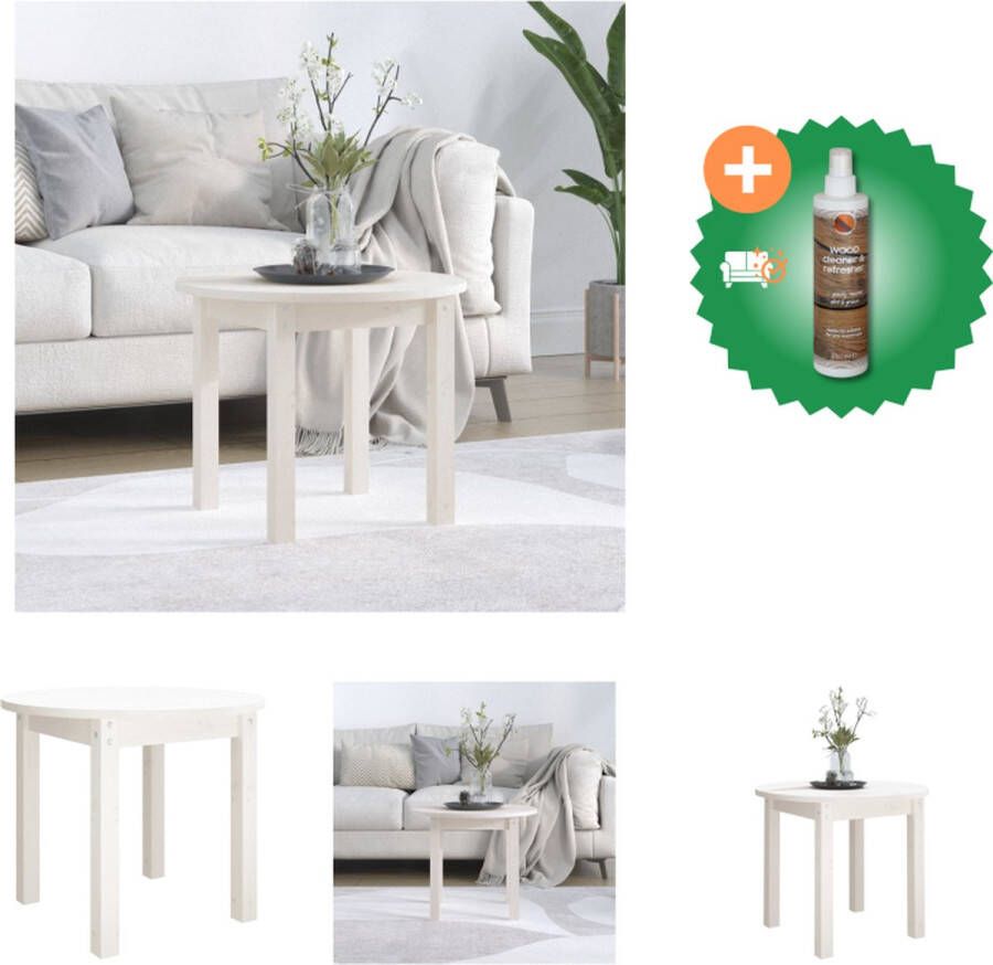 VidaXL Salontafel Klassiek Hout Massief Grenenhout Ø 55 x 45 cm Wit Tafel Inclusief Houtreiniger en verfrisser