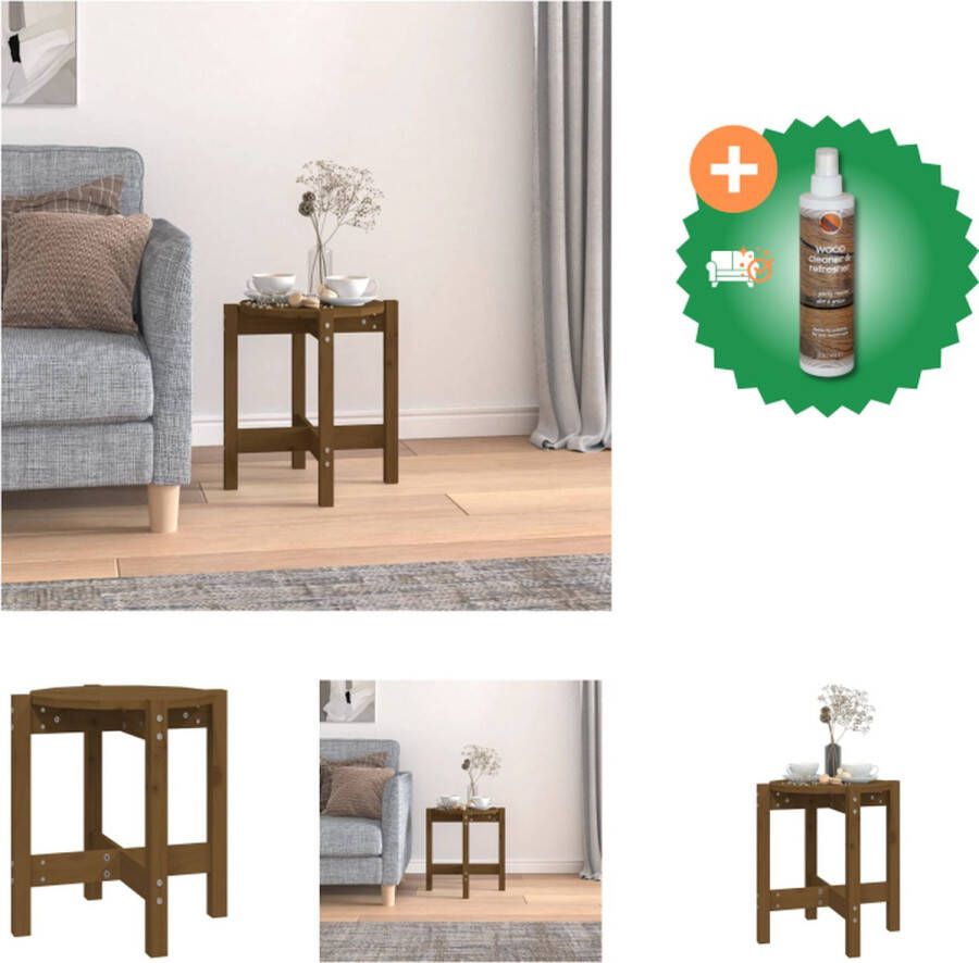 VidaXL Salontafel Klassiek Massief grenenhout 42.5 x 45 cm Honingbruin Tafel Inclusief Houtreiniger en verfrisser