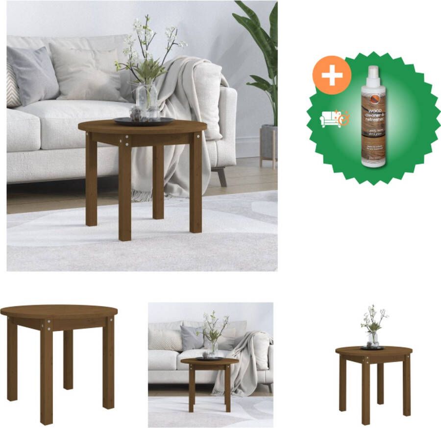 VidaXL Salontafel Klassiek Massief Grenenhout Ø 55 x 45 cm Honingbruin Tafel Inclusief Houtreiniger en verfrisser