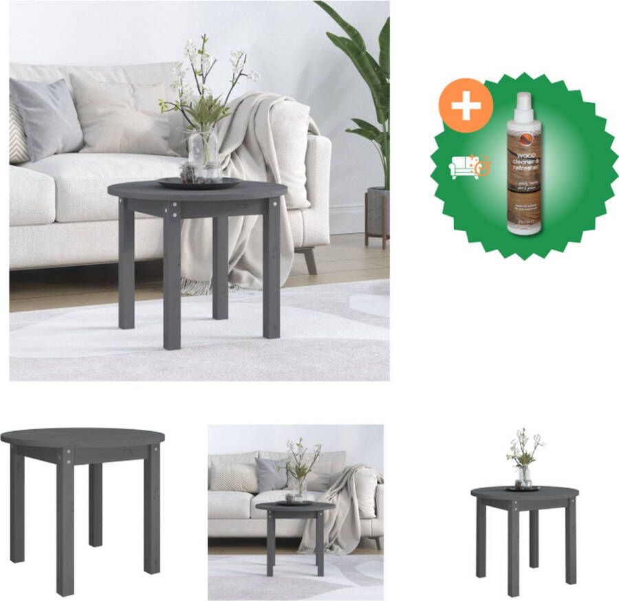 VidaXL Salontafel Klassiek Massief Grenenhout Ø55x45 cm Tafel Inclusief Houtreiniger en verfrisser