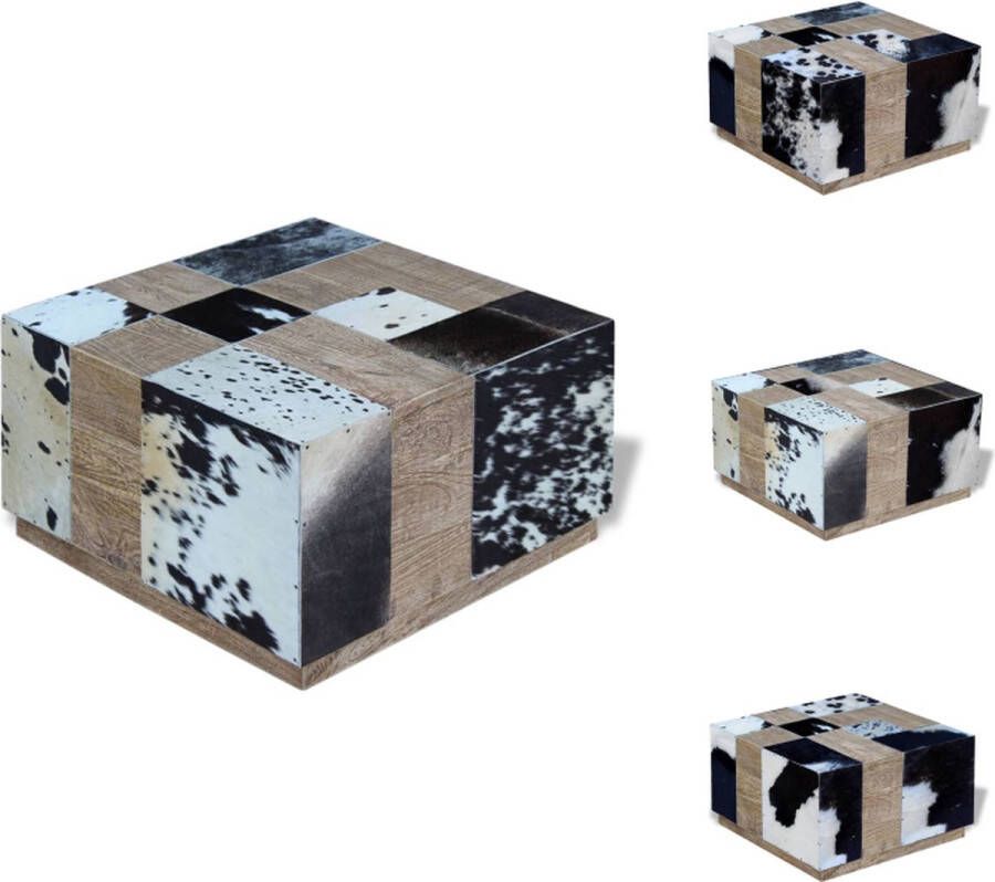 VidaXL Salontafel Koeienleer 60 x 60 x 36 Meerkleurig Tafel