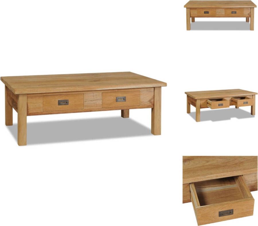 VidaXL Salontafel Koloniaal Teakhout 100x60x35 cm 2 Lades Tafel