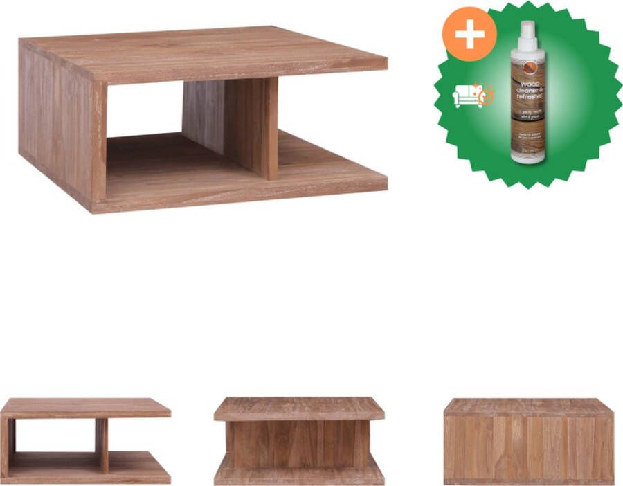 VidaXL Salontafel Koloniale Stijl 70 x 70 x 30 cm Massief Teakhout Tafel Inclusief Houtreiniger en verfrisser