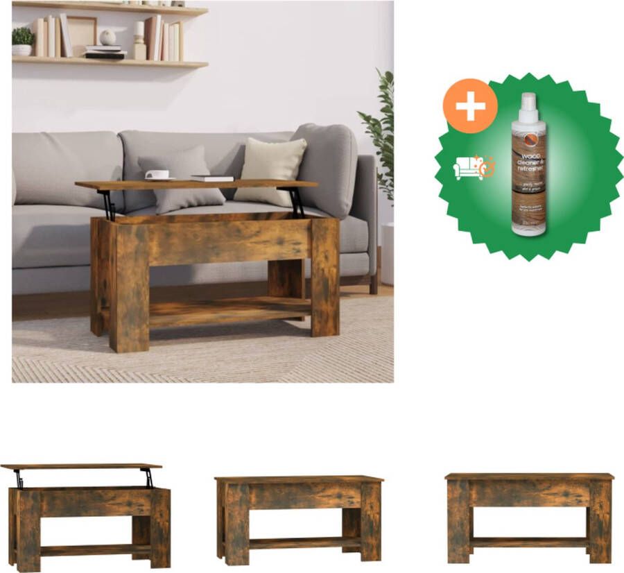 VidaXL Salontafel 101x49x52 cm bewerkt hout gerookt eikenkleurig Tafel Inclusief Houtreiniger en verfrisser