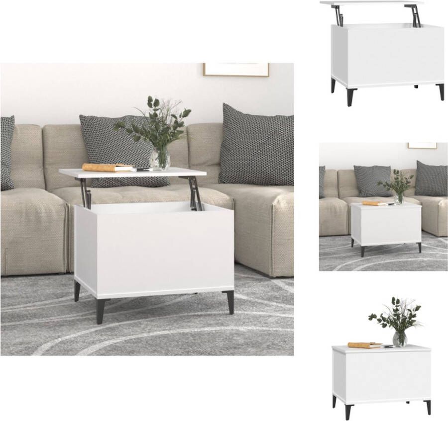 VidaXL Salontafel Salontafels Tafel Tafels Salontafel 60x44 5x45 cm bewerkt hout wit - Foto 2