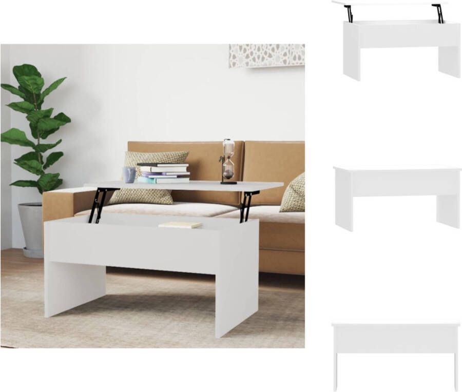 VidaXL Salontafel Lift-top 80x50.5x41.5 cm Hoogglans wit Bewerkt hout Tafel