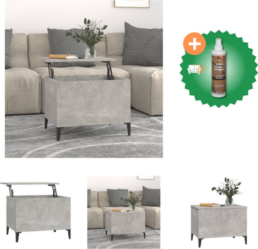 VidaXL Salontafel Lift Top Betongrijs 60x44.5x45cm Functioneel en stijlvol Tafel Inclusief Houtreiniger en verfrisser - Foto 2
