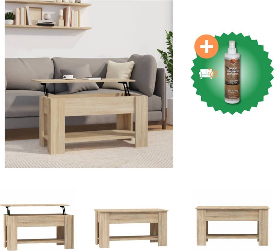 VidaXL Salontafel Lift-Top Bewerkt hout 101 x 49 x 52 cm Sonoma eiken Tafel Inclusief Houtreiniger en verfrisser