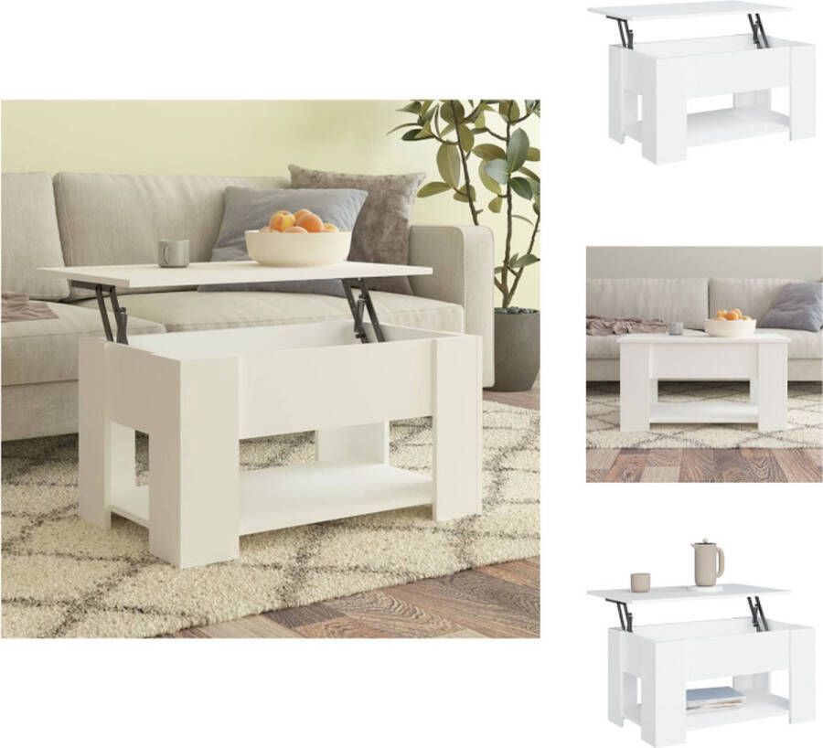 VidaXL Salontafel Salontafels Tafel Bijzettafel Salontafel 79x49x41 cm bewerkt hout wit