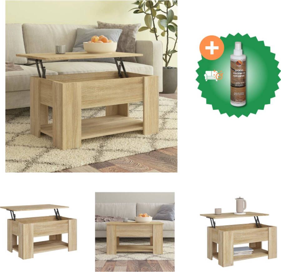 VidaXL Salontafel Lift-top Bewerkt hout 79x49x41 cm Sonoma eiken Tafel Inclusief Houtreiniger en verfrisser