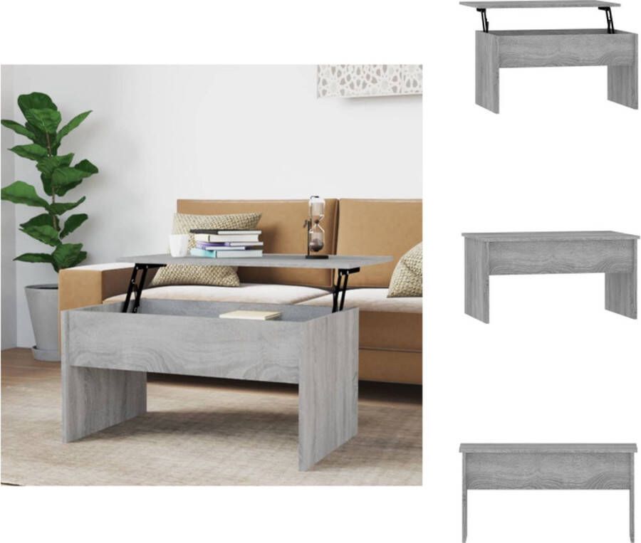 VidaXL Salontafel Salontafels Tafel Bijzettafel Salontafel 80x50 5x41 5 cm bewerkt hout grijs sonoma eikenkleur - Foto 2