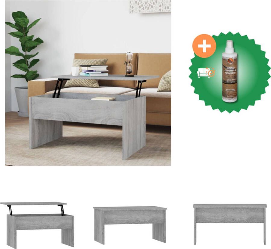 VidaXL Salontafel Lift-top Bewerkt hout 80 x 50.5 x 41.5 cm Grijs Sonoma Eiken Tafel Inclusief Houtreiniger en verfrisser