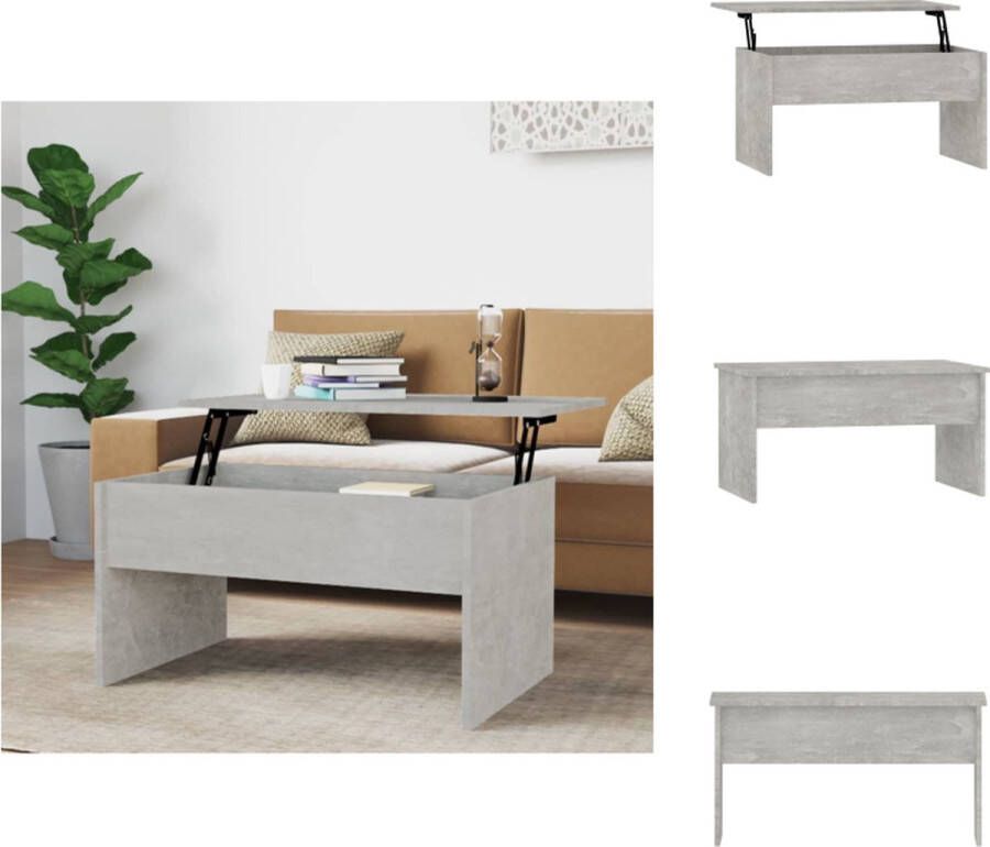 VidaXL Salontafel Salontafels Tafel Bijzettafel Salontafel 80x50 5x41 5 cm bewerkt hout betongrijs