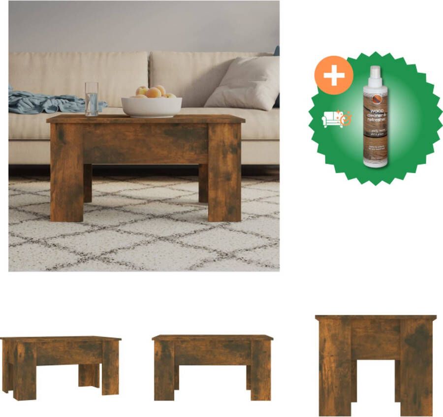 VidaXL Salontafel Lift-Top Bewerkt Hout Gerookt Eiken 79 x 49 x 41 cm Vaakzijdig Tafel Inclusief Houtreiniger en verfrisser - Foto 2