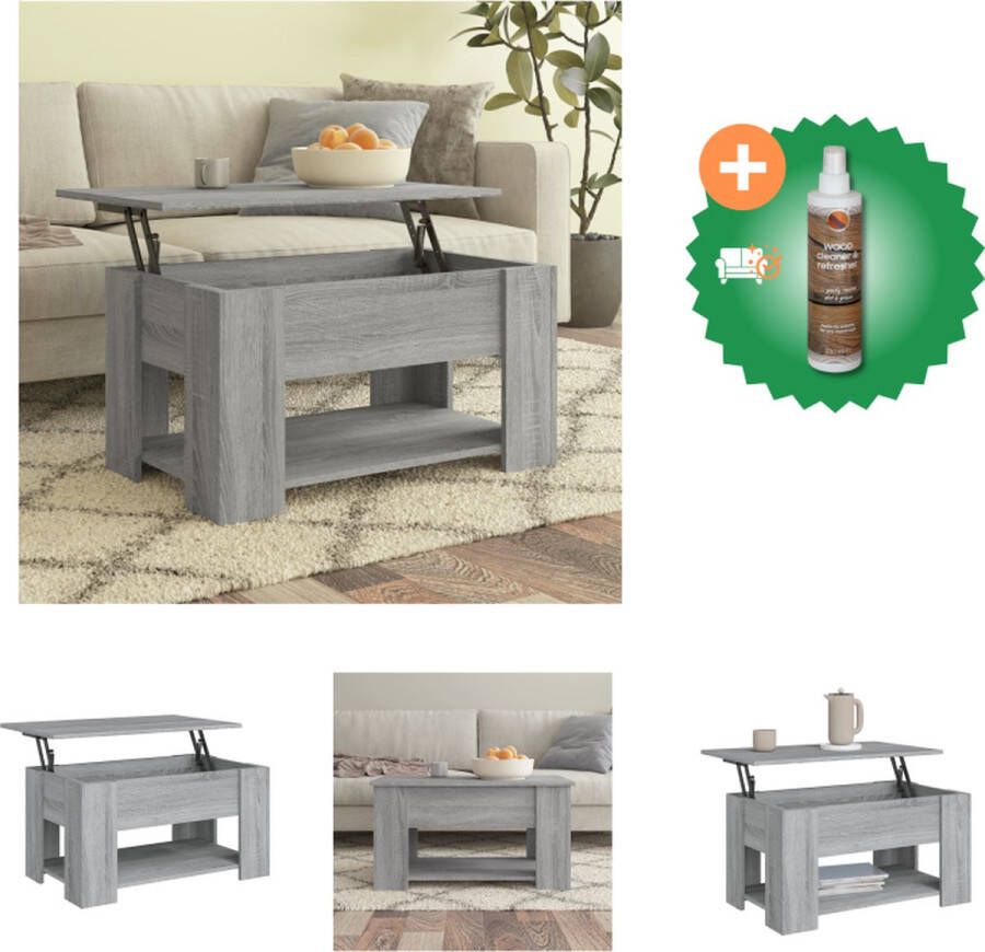 VidaXL Salontafel Lift-top Bewerkt hout Grijs Sonoma eiken 79 x 49 x 41 cm Tafel Inclusief Houtreiniger en verfrisser