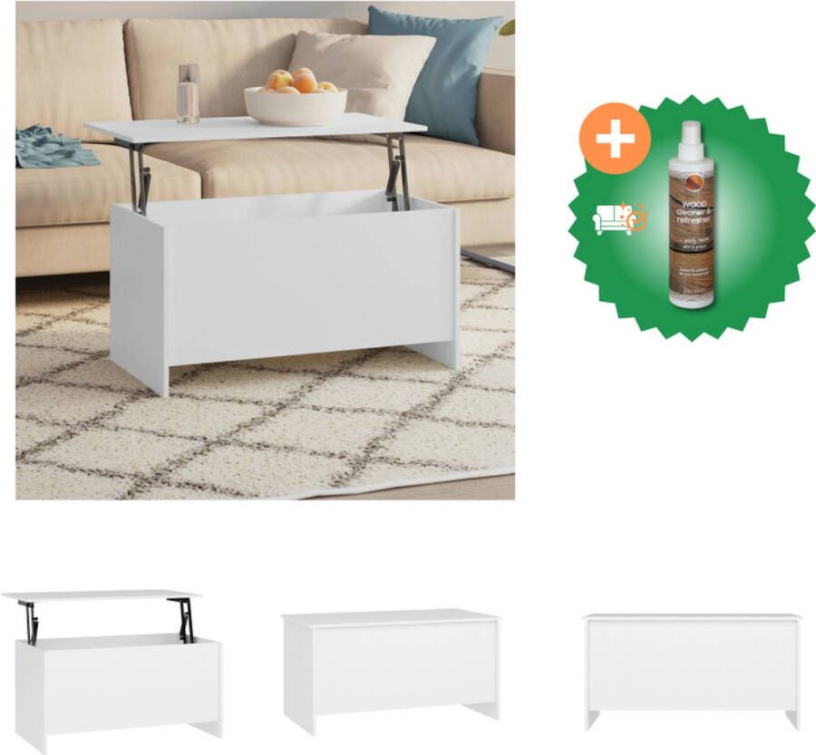 VidaXL Salontafel Lift-top Bewerkt hout Wit 102 x 55.5 x 52.5 cm veelzijdig Tafel Inclusief Houtreiniger en verfrisser