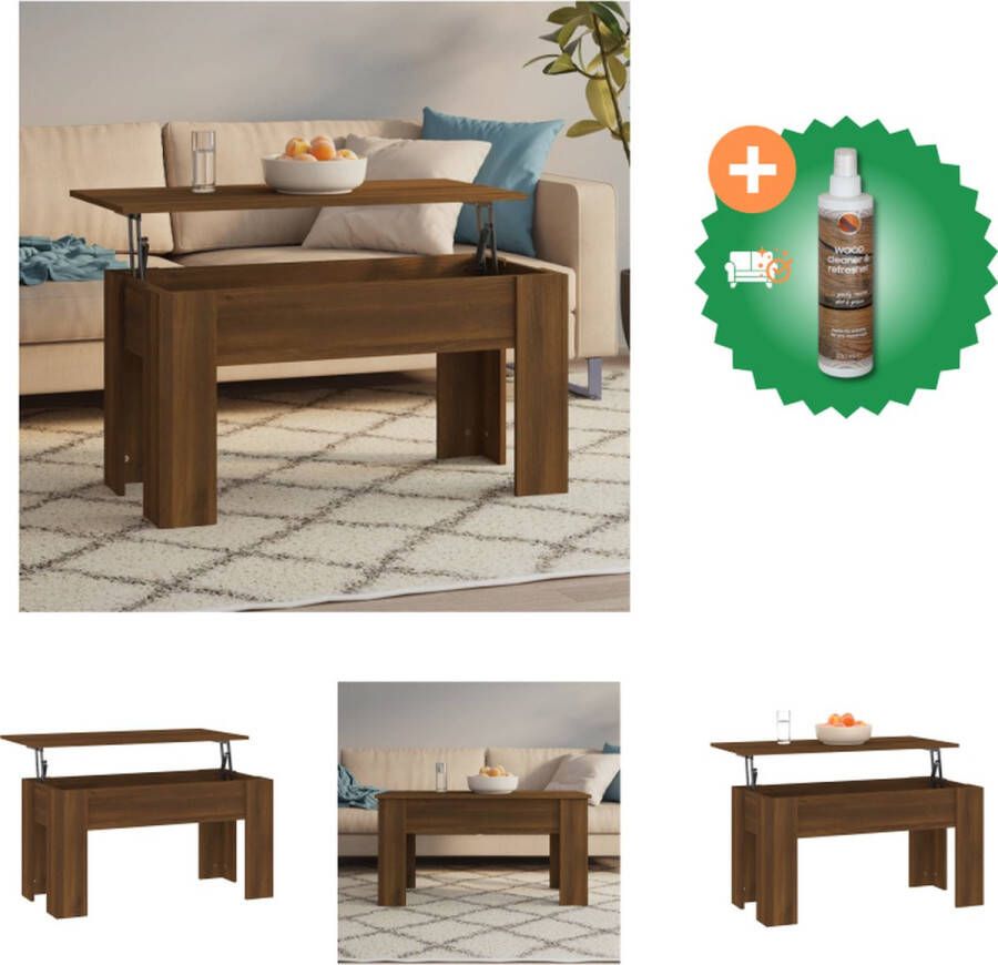 VidaXL Salontafel Lift-top Bruineiken 101 x 49 x 52 cm Handig lift-top ontwerp Tafel Inclusief Houtreiniger en verfrisser