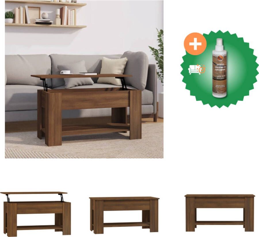 VidaXL Salontafel 101x49x52 cm bewerkt hout bruineikenkleurig Tafel Inclusief Houtreiniger en verfrisser