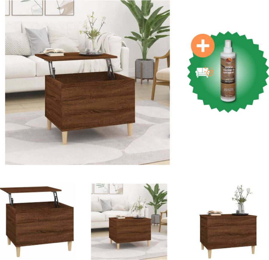 VidaXL Salontafel 60x44-5x45 cm bewerkt hout bruineikenkleurig Tafel Inclusief Houtreiniger en verfrisser