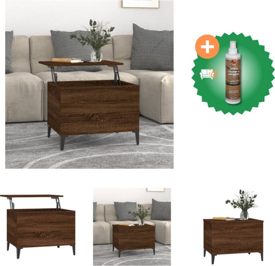 VidaXL Salontafel 60x44-5x45 cm bewerkt hout bruineikenkleurig Tafel Inclusief Houtreiniger en verfrisser - Foto 2