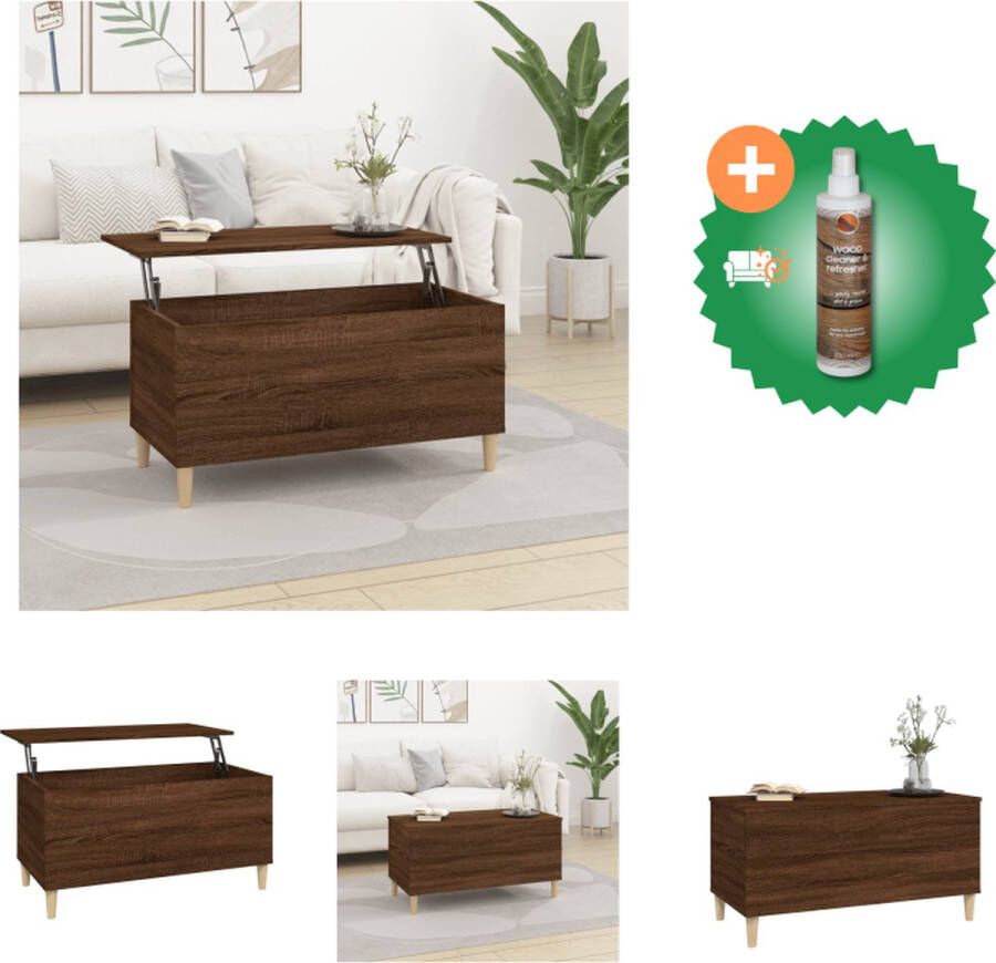 VidaXL Salontafel Lift Top Bruineiken 90 x 44.5 x 45 cm Duurzaam materiaal Tafel Inclusief Houtreiniger en verfrisser - Foto 2