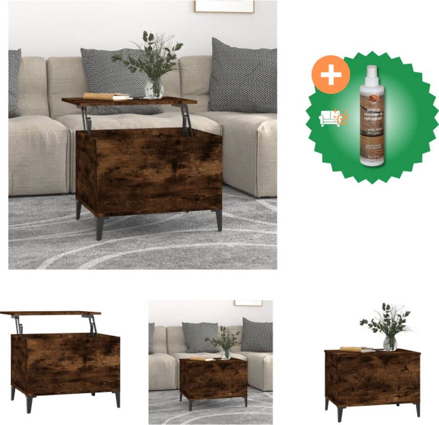 VidaXL Salontafel Lift-top gerookt eiken 60x44.5x45 cm Duurzaam materiaal + opbergruimte Tafel Inclusief Houtreiniger en verfrisser