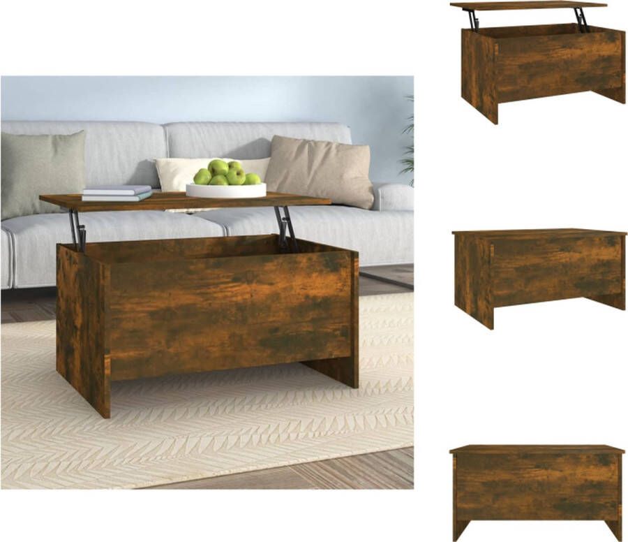 VidaXL Salontafel Salontafels Tafel Bijzettafel Salontafel 80x55 5x41 5 cm bewerkt hout gerookt eikenkleurig - Foto 2