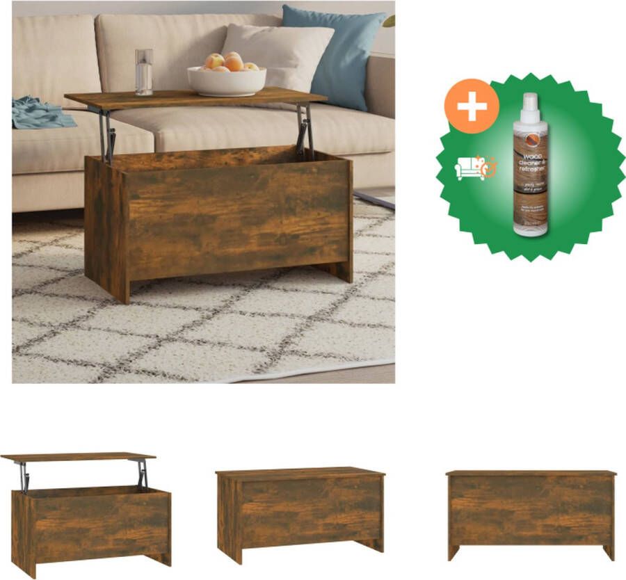 VidaXL Salontafel Lift-top Gerookt Eiken Bewerkt Hout 102 x 55.5 x 52.5 cm Tafel Inclusief Houtreiniger en verfrisser