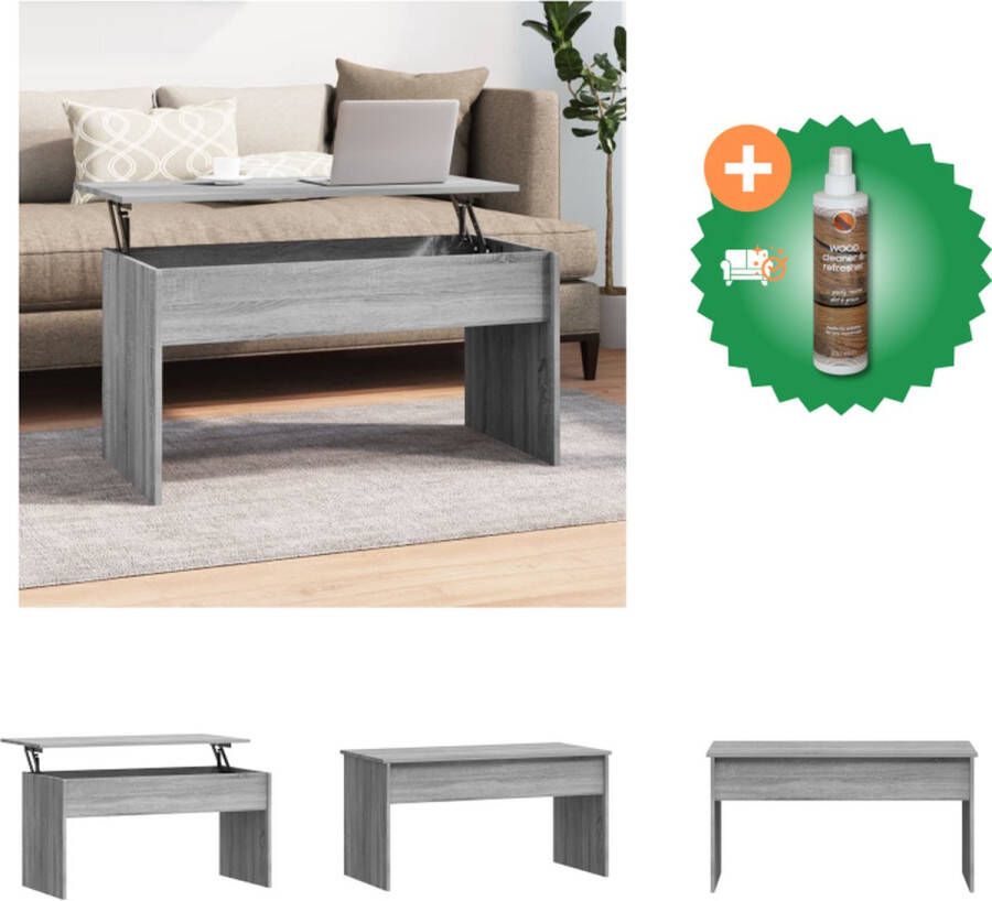 VidaXL Salontafel 102x50-5x52-5 cm bewerkt hout grijs sonoma eiken Tafel Inclusief Houtreiniger en verfrisser