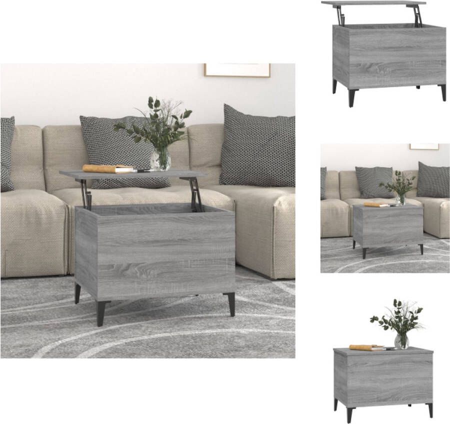 VidaXL Salontafel Salontafels Tafel Tafels Salontafel 60x44 5x45 cm bewerkt hout grijs sonoma eikenkleurig - Foto 3