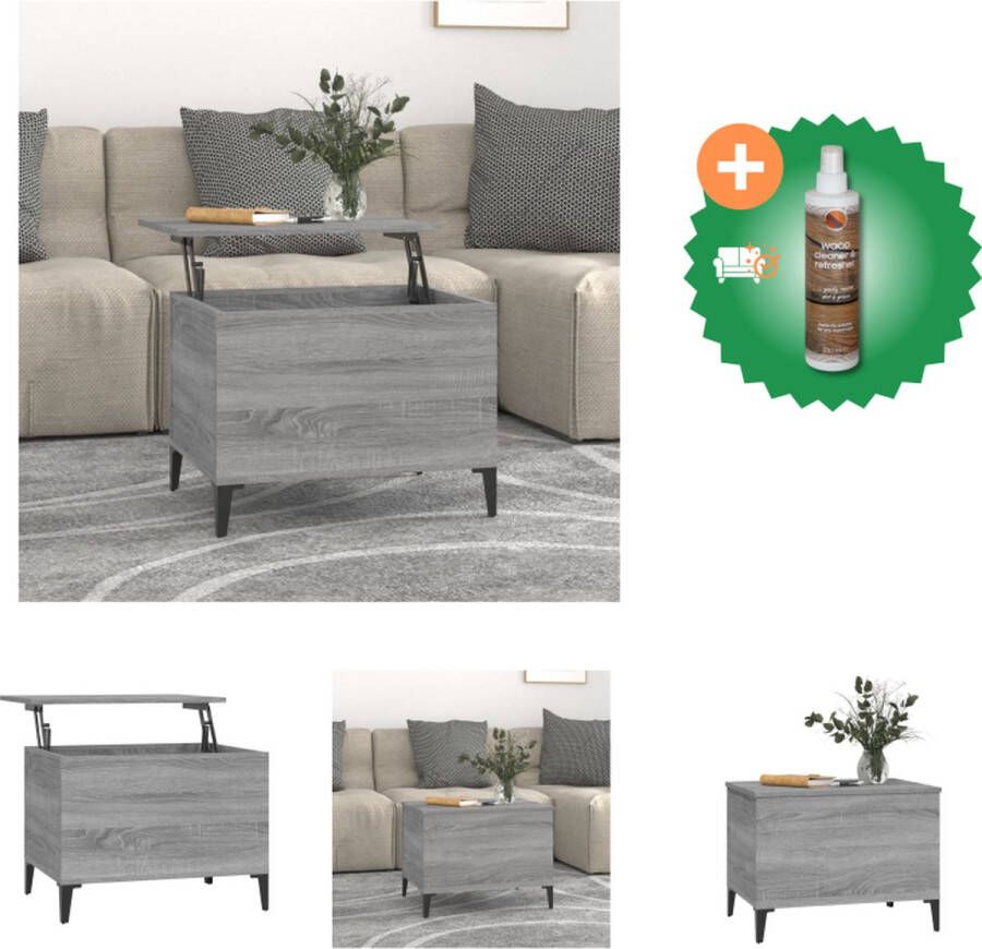 VidaXL Salontafel Lift Top Grijs Sonoma Eiken 60 x 44.5 x 45 cm (B x D x H) Tafel Inclusief Houtreiniger en verfrisser - Foto 2