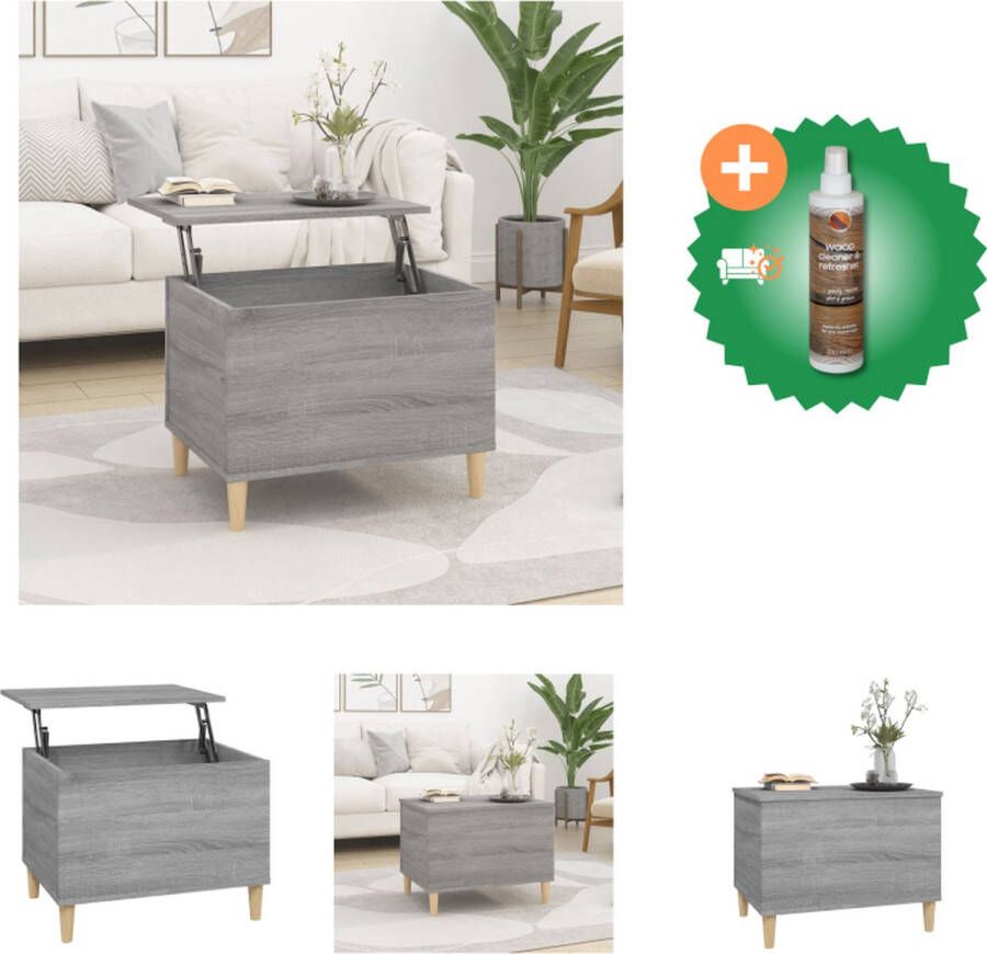 VidaXL Salontafel Lift Top Grijs Sonoma Eiken 60 x 44.5 x 45 cm (B x D x H) Tafel Inclusief Houtreiniger en verfrisser