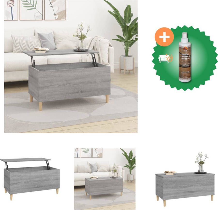 VidaXL Salontafel Lift Top Grijs Sonoma Eiken 90 x 44.5 x 45 cm Duurzaam materiaal Tafel Inclusief Houtreiniger en verfrisser - Foto 2