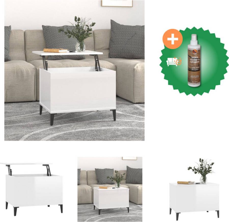VidaXL Salontafel Lift-top Hoogglans wit 60 x 44.5 x 45 cm Bewerkt hout Tafel Inclusief Houtreiniger en verfrisser - Foto 2