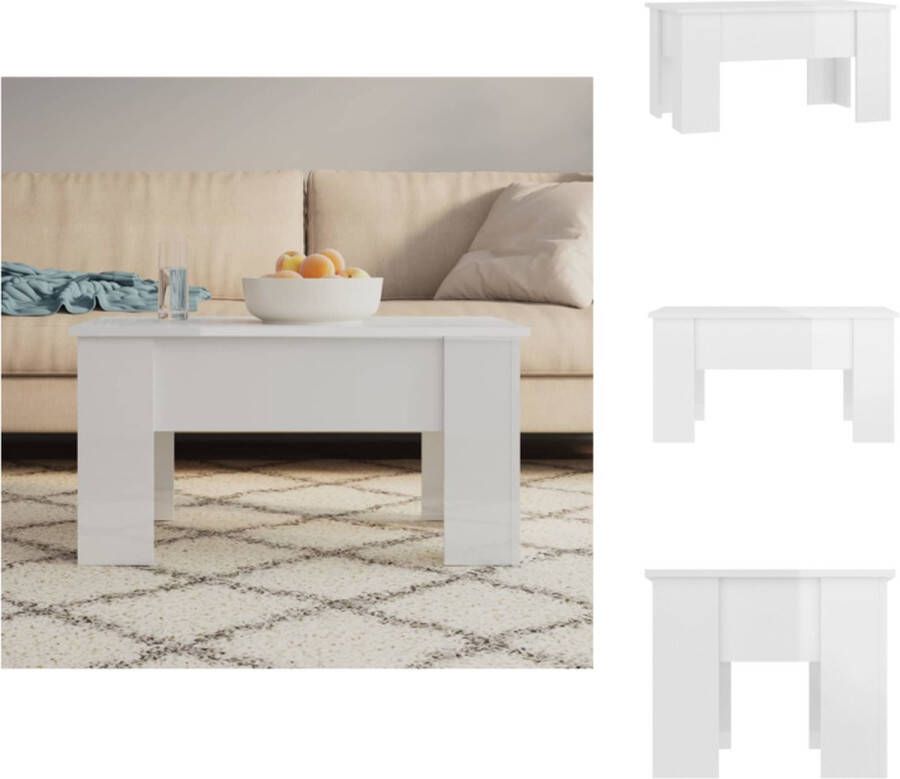 VidaXL Salontafel Lift-top Hoogglans Wit 79 x 49 x 41 cm Opbergvak Eenvoudig te reinigen Multifunctioneel Tafel