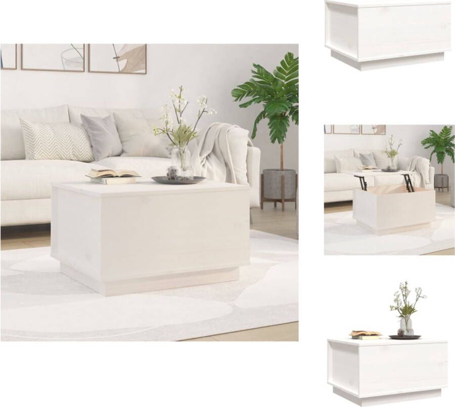 VidaXL Salontafel Salontafels Tafel Bijzettafel Salontafel 60x50x35 cm massief grenenhout wit - Foto 2
