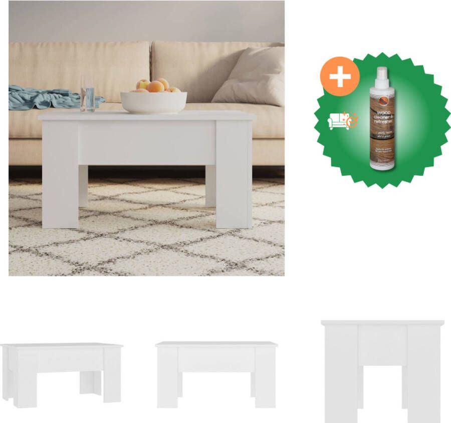 VidaXL Salontafel Lift-top ontwerp Opbergoplossing Eenvoudig te reinigen Veelzijdige tafel Wit Bewerkt hout 79 x 49 x 41 cm Montage vereist Tafel Inclusief Houtreiniger en verfrisser