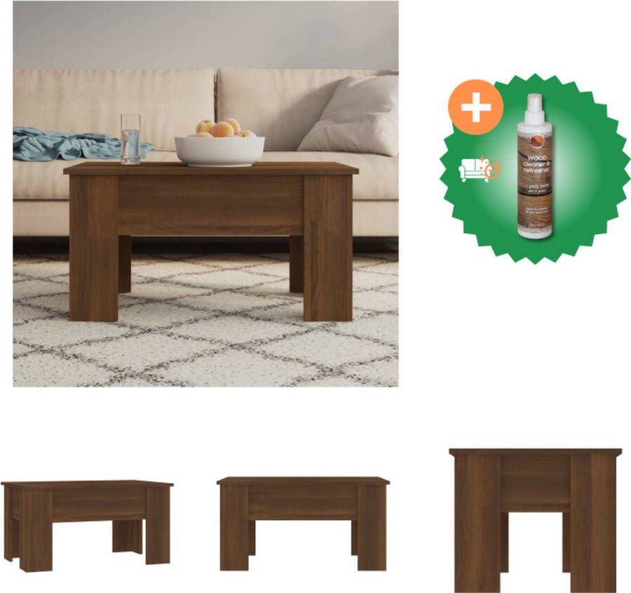 VidaXL Salontafel Lift-top Opbergoplossing Eenvoudig te reinigen Veelzijdig Bruineiken 79 x 49 x 41 cm Tafel Inclusief Houtreiniger en verfrisser