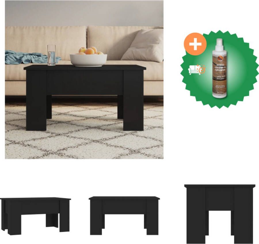 VidaXL Salontafel Lift-top Opbergoplossing Eenvoudig te reinigen Veelzijdige tafel Zwart 79 x 49 x 41cm Tafel Inclusief Houtreiniger en verfrisser