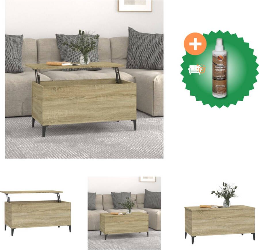 VidaXL Salontafel 90x44-5x45 cm bewerkt hout sonoma eikenkleurig Tafel Inclusief Houtreiniger en verfrisser