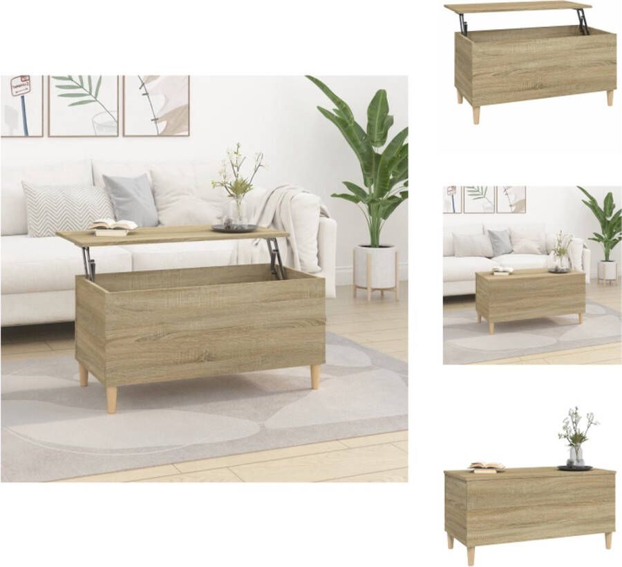VidaXL Salontafel Salontafels Tafel Tafels Salontafel 90x44 5x45 cm bewerkt hout sonoma eikenkleurig - Foto 2