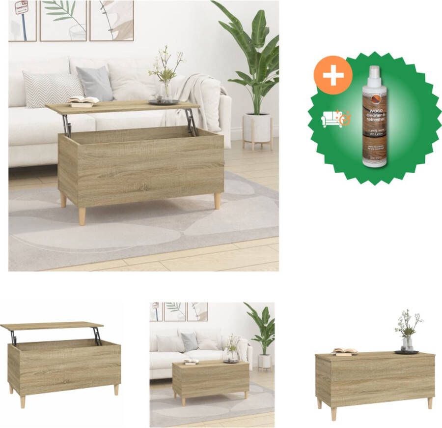 VidaXL Salontafel 90x44-5x45 cm bewerkt hout sonoma eikenkleurig Tafel Inclusief Houtreiniger en verfrisser - Foto 2