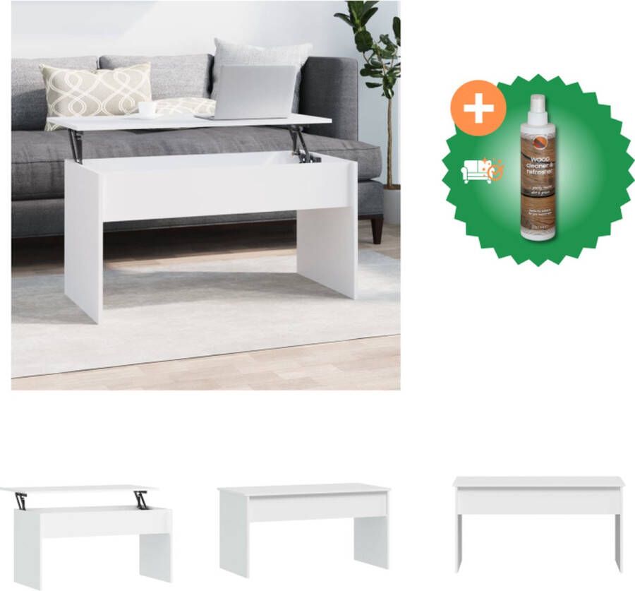 VidaXL Salontafel Lift-top Wit 102x50.5x52.5cm Bewerkt hout Lift-top ontwerp Tafel Inclusief Houtreiniger en verfrisser