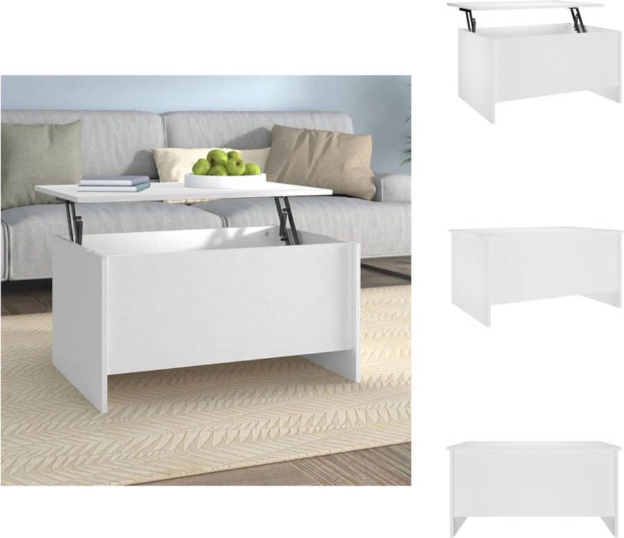 VidaXL Salontafel Lift-Top Wit 80 x 55.5 x 41.5 cm Multifunctioneel Opbergruimte Tafel