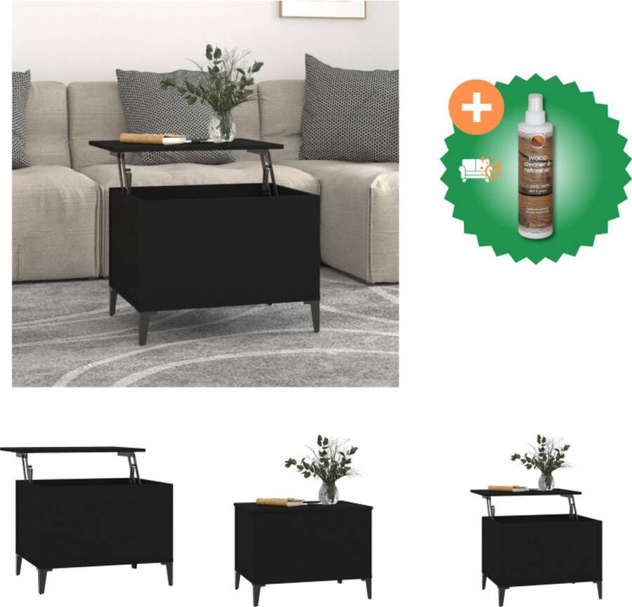 VidaXL Salontafel Aiden Salontafel Lift Top 60 x 44.5 x 45 cm Zwart Tafel Inclusief Houtreiniger en verfrisser - Foto 2